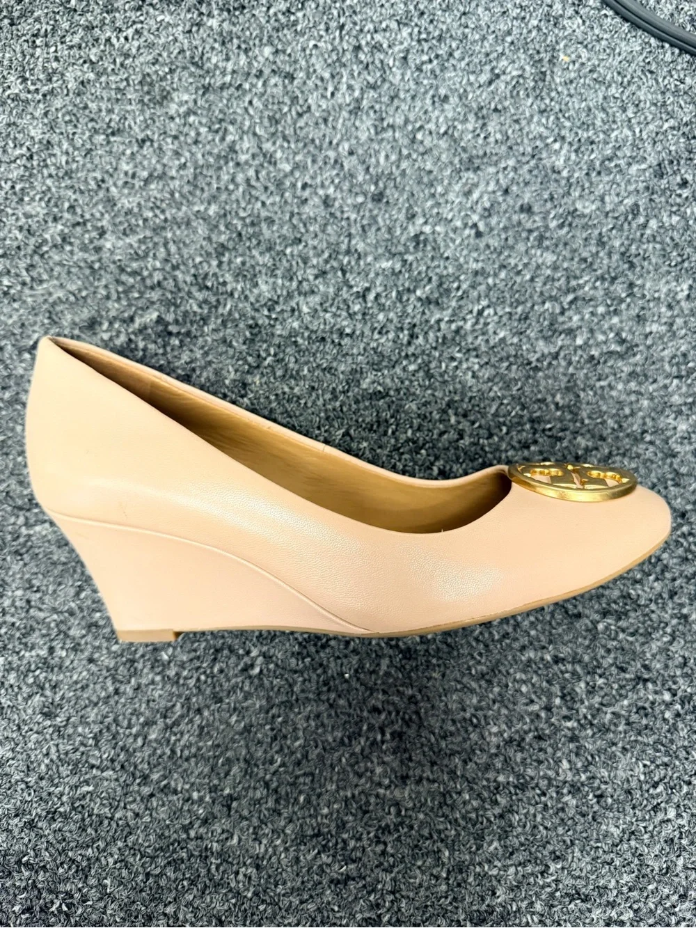 Tory Burch Blush Pink Logo Round-Toe Ballet Flats